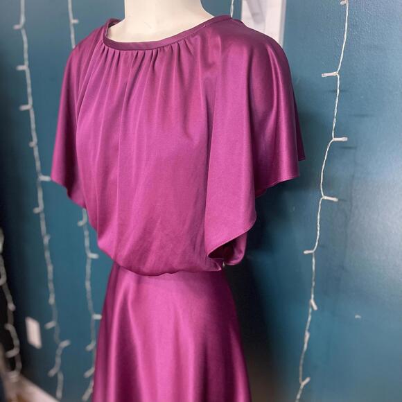 Vintage 1970s Joseph Ribkoff Satin Blouson Dress Size XS - Picture 4 of 9
